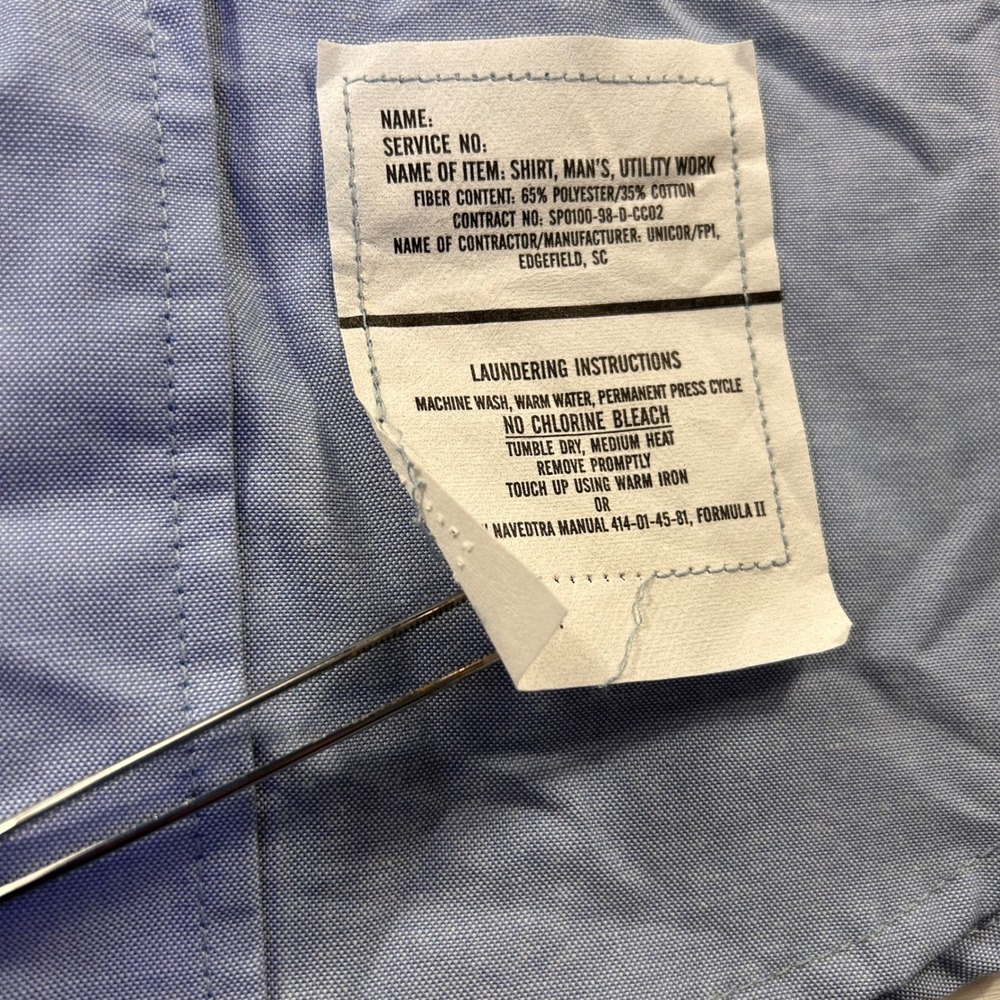 NWT DSCP Quarterdeck Collection Chambray SS Shirt Mens L Blue 8405-01-458-5543 - Picture 11 of 14